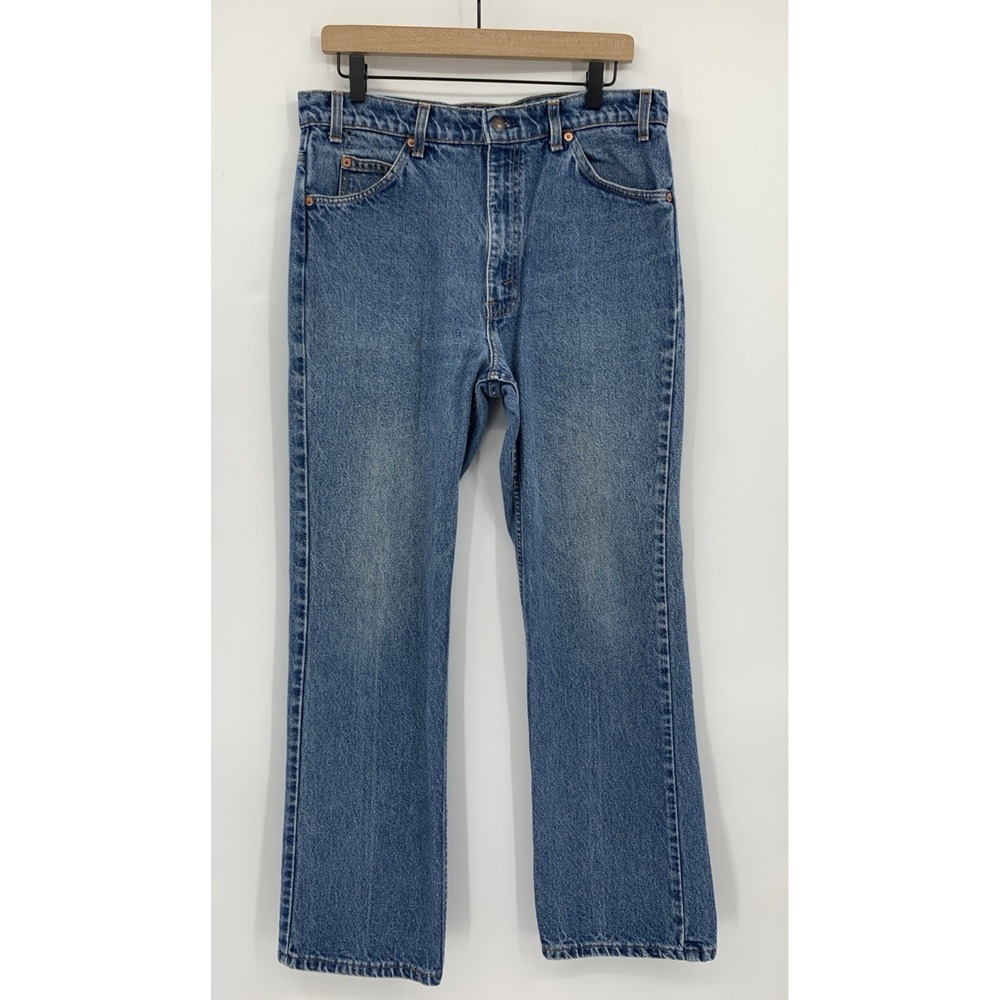 Vintage Levis 517 Jeans Mens 34x30 Blue Orange Tab Bootcut Made USA (Tag 35x32)